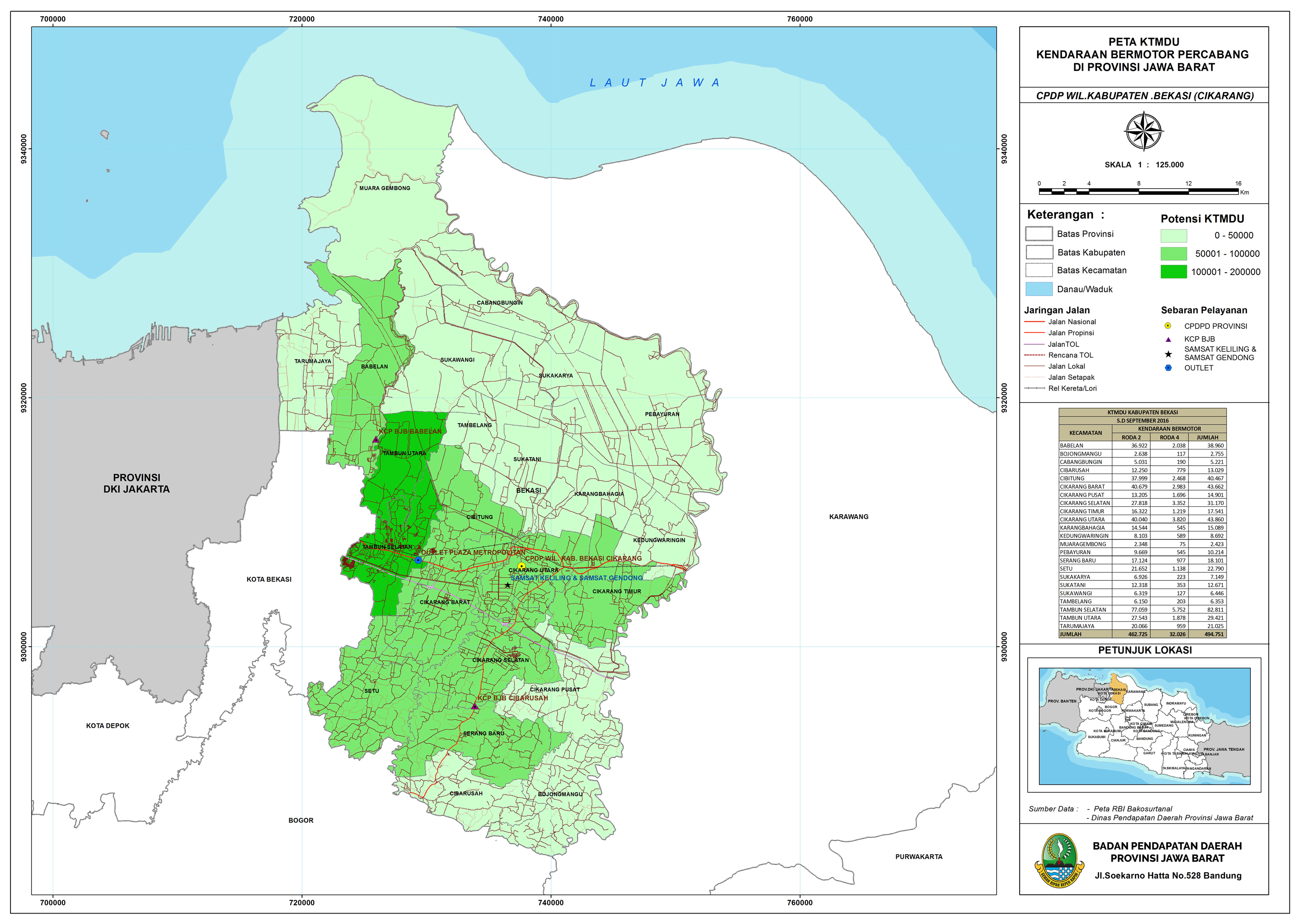  Peta  KTMDU Cabang Kabupaten  Bekasi  BAPENDA JABAR