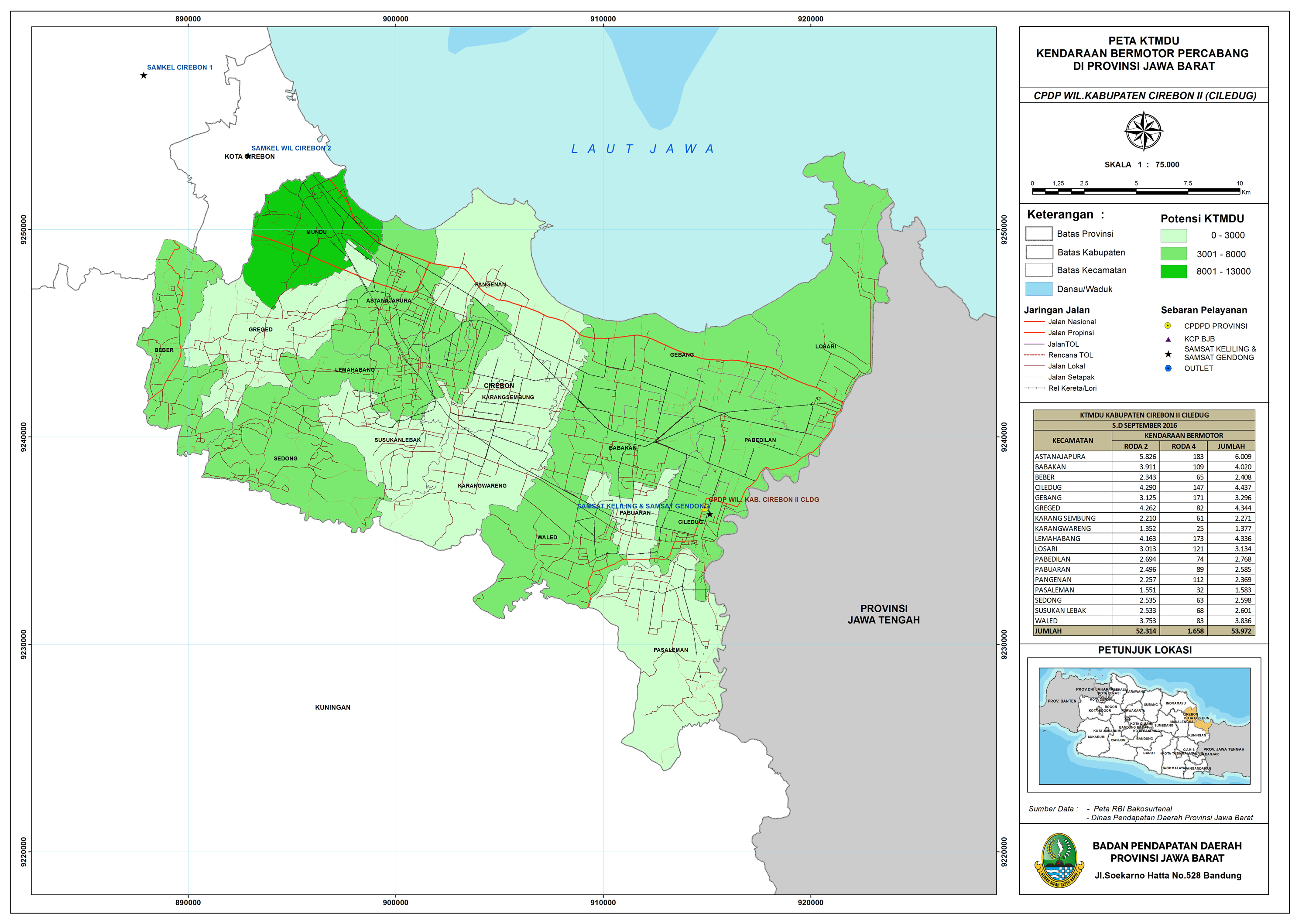  Peta  KTMDU Cabang Kabupaten Cirebon  II Ciledug BAPENDA JABAR