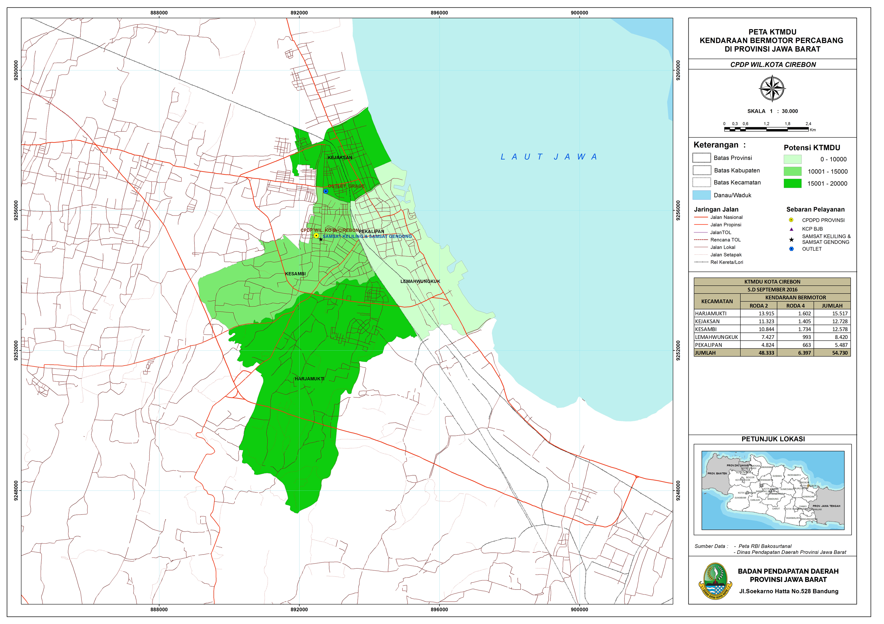  Peta  KTMDU Cabang Kota Cirebon  BAPENDA JABAR