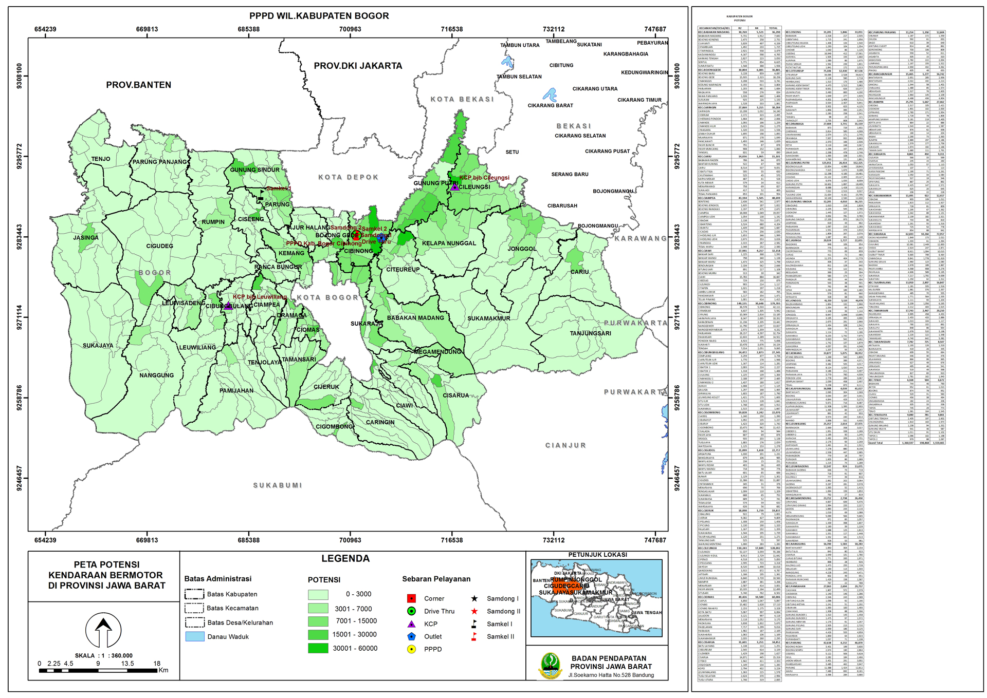  Peta  Potensi Kendaraan Bermotor Cabang Kabupaten  Bogor  