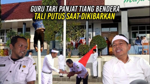 GURU TARI ASAL GARUT PANJAT TIANG BENDERA | TALI PUTUS SAAT DIKIBARKAN