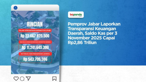Pemprov Jabar Laporkan Transparansi Keuangan Daerah, Saldo Kas per 3 November 2025 Capai Rp2,86 Triliun