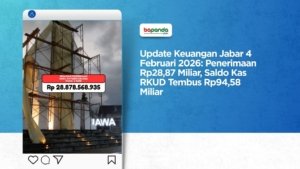 Update Keuangan Jabar 4 Februari 2026: Penerimaan Rp28,87 Miliar, Saldo Kas RKUD Tembus Rp94,58 Miliar