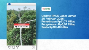 Update RKUD Jabar Jumat 20 Februari 2026: Penerimaan Rp31,77 Miliar, Pengeluaran Rp6,07 Miliar, Saldo Rp181,48 Miliar