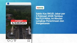Saldo Kas RKUD Jabar per 3 Februari 2026 Tembus Rp75,9 Miliar, Ini Rincian Lengkap Penerimaan dan Pengeluaran