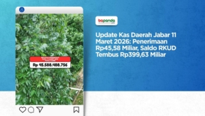 Update Kas Daerah Jabar 11 Maret 2026: Penerimaan Rp45,58 Miliar, Saldo RKUD Tembus Rp399,63 Miliar