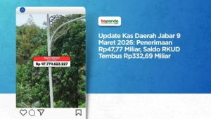 Update Kas Daerah Jabar 9 Maret 2026: Penerimaan Rp47,77 Miliar, Saldo RKUD Tembus Rp332,69 Miliar