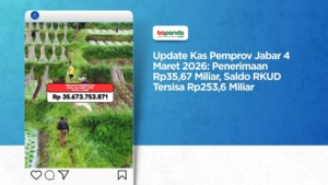 Update Kas Pemprov Jabar 4 Maret 2026: Penerimaan Rp35,67 Miliar, Saldo RKUD Tersisa Rp253,6 Miliar