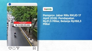 Pemprov Jabar Rilis RKUD 17 April 2026: Pendapatan Rp31,5 Miliar, Belanja Rp168,3 Miliar