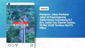 Pemprov Jabar Perlebar Jalan di Pagerageung Tasikmalaya Sepanjang 6,7 Km, Saldo Kas Daerah Tembus Rp275 Miliar