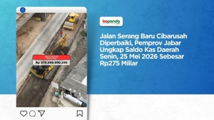 Jalan Serang Baru Cibarusah Diperbaiki, Pemprov Jabar Ungkap Saldo Kas Daerah Senin, 25 Mei 2026 Sebesar Rp275 Miliar