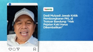 Dedi Mulyadi Jawab Kritik Pembongkaran PKL di Trotoar Bandung: “Hak Pejalan Kaki Harus Dikembalikan”