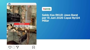 Saldo Kas RKUD Jawa Barat per 15 Juni 2026 Capai Rp124 Miliar