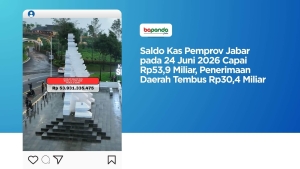 Saldo Kas Pemprov Jabar pada 24 Juni 2026 Capai Rp53,9 Miliar, Penerimaan Daerah Tembus Rp30,4 Miliar