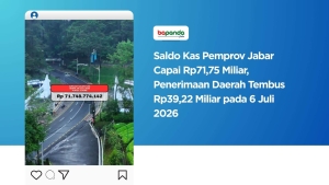Saldo Kas Pemprov Jabar Capai Rp71,75 Miliar, Penerimaan Daerah Tembus Rp39,22 Miliar pada 6 Juli 2026