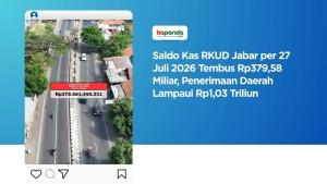 Saldo Kas RKUD Jabar per 27 Juli 2026 Tembus Rp379,58 Miliar, Penerimaan Daerah Lampaui Rp1,03 Triliun